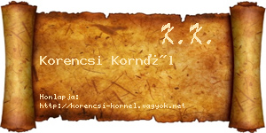 Korencsi Kornél névjegykártya